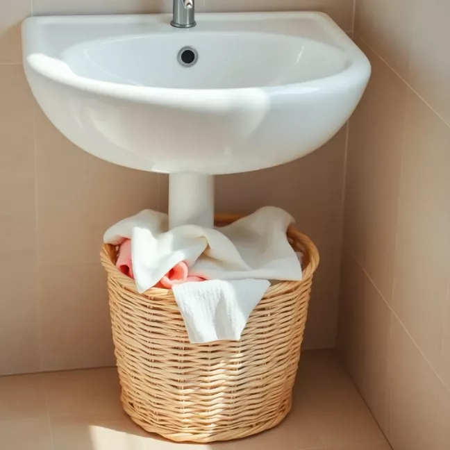 Kosz na pranie pod umywalką